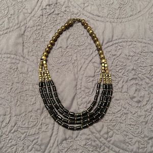 Black and Gold Beaded Necklace